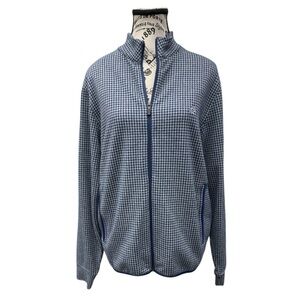Donald Ross Sportswear Men’s Blue Houndstooth Full Zip Sweatshirt with Pockets
